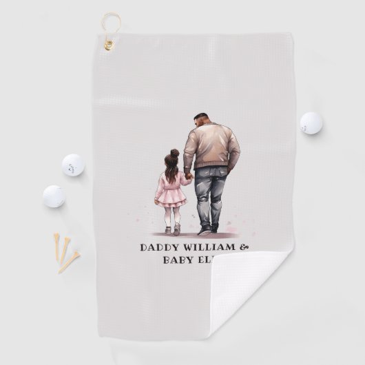 Serviette De Golf Caution père et fille noire (7) (En situation)