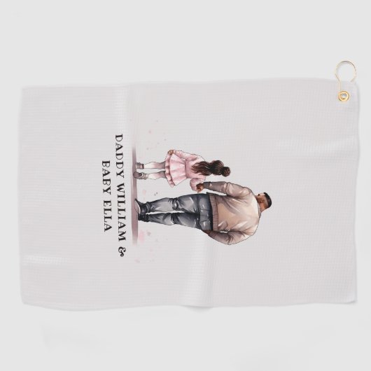 Serviette De Golf Caution père et fille noire (7) (Horizontal)