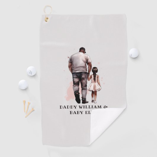 Serviette De Golf Caution père et fille noire (8) (En situation)