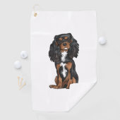 Serviette De Golf Cavalier King Charles Spaniel - Noir et Tan (En situation)