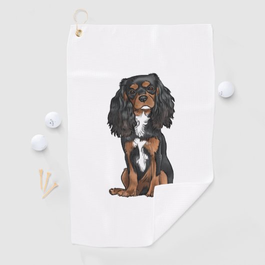 Serviette De Golf Cavalier King Charles Spaniel - Noir et Tan (En situation)