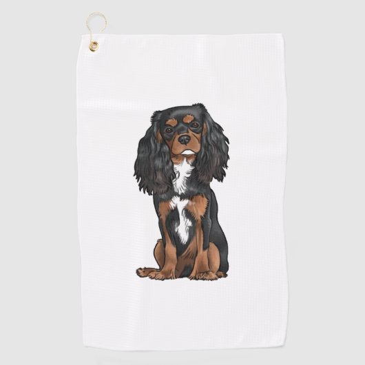 Serviette De Golf Cavalier King Charles Spaniel - Noir et Tan (Devant)