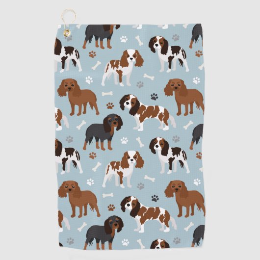 Serviette De Golf Cavalier King Charles Spaniel Paws and Bones (Devant)
