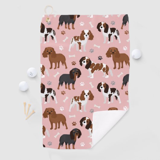 Serviette De Golf Cavalier King Charles Spaniel Paws and Bones Golf (En situation)