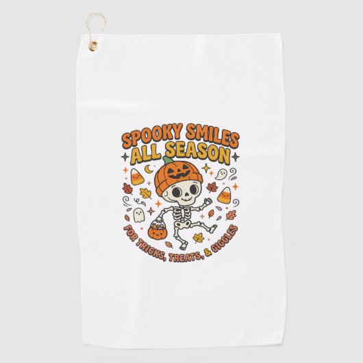 Serviette De Golf Célébration de squelette cosy Halloween (Devant)