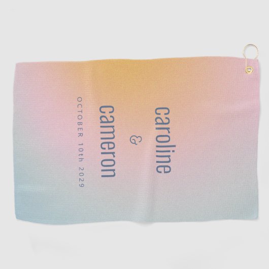 Serviette De Golf Celestial Pastel Blue Pink Grainy Gradient Wedding (Horizontal)