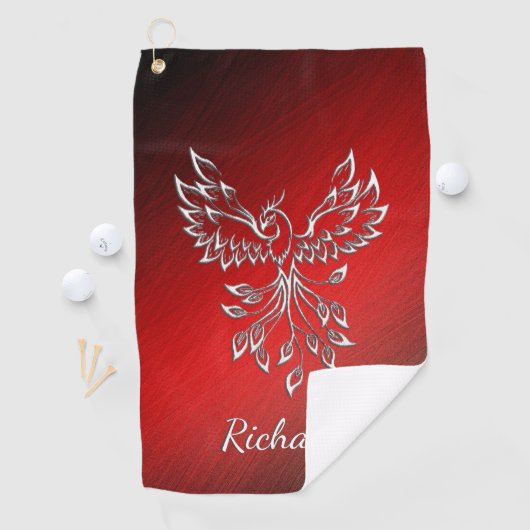 Serviette De Golf Cendres noires rouges et Phoenix (En situation)