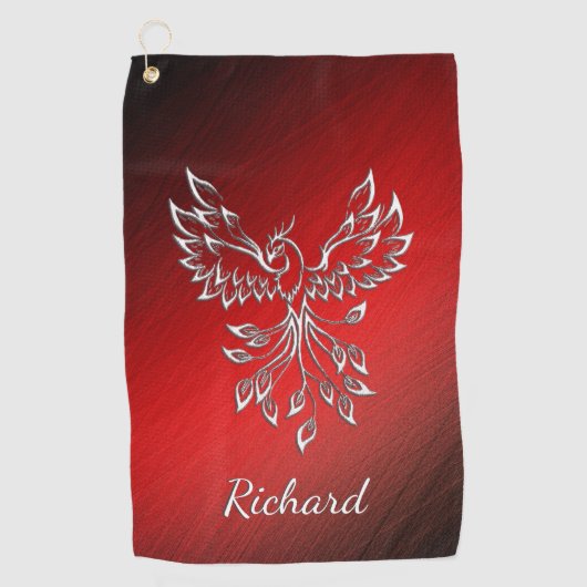 Serviette De Golf Cendres noires rouges et Phoenix (Devant)
