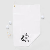 Serviette De Golf Cercle Black Crest et 2 chevaux, insigne couronne  (En situation)