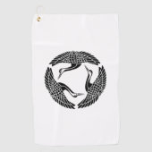 Serviette De Golf Cercle de trois grues (Devant)