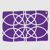 Serviette De Golf Cercles spiraux blancs sur pourpre (Horizontal)
