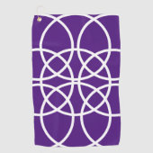 Serviette De Golf Cercles spiraux blancs sur pourpre (Devant)