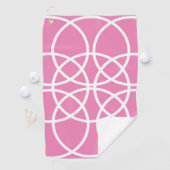 Serviette De Golf Cercles spiraux blancs sur rose (En situation)