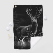 Serviette De Golf Cerf aux bois encadrés par champ et arbre (En situation)