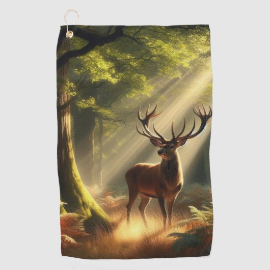 Serviette De Golf Cerf dans la forêt matinale (Devant)