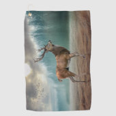 Serviette De Golf Cerf Lone Dans La Forêt Misty (Devant)