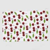 Serviette De Golf Cerise Rouge, Motif De Cerises, Feuilles, Fruits (Horizontal)