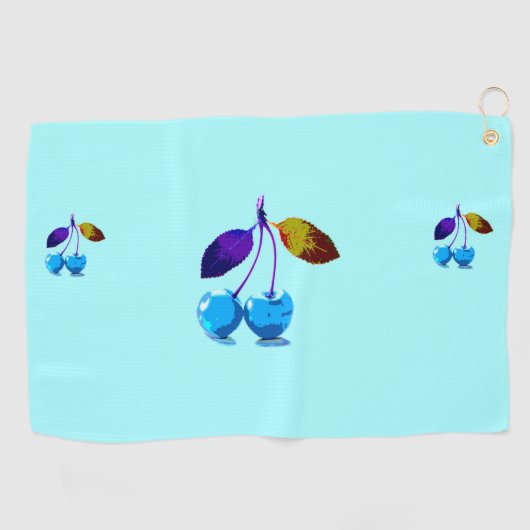 Serviette De Golf Cerises bleues vives (Horizontal)