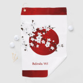 Serviette De Golf Cerisier Blossom Levant Soleil Rouge Noir Blanc Mo (En situation)