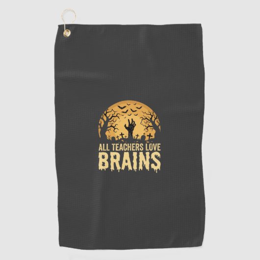 Serviette De Golf Cerveaux de profs d'Halloween (Devant)