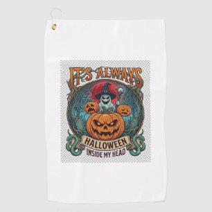 Serviette De Golf Cest Toujours Halloween Dans La Tête Citrouille Fa