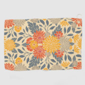 Serviette De Golf Chaleureux Jaune, Orange & Bleu Floral (Horizontal)