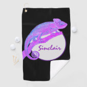 Serviette De Golf Chameleon pourpre avec Cercle Personnalisé (En situation)
