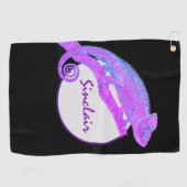 Serviette De Golf Chameleon pourpre avec Cercle Personnalisé (Horizontal)