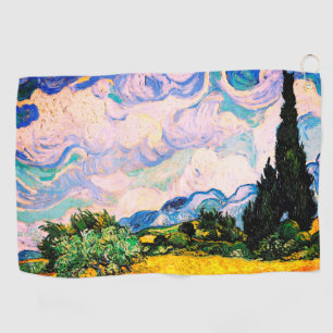Serviette De Golf Champ de blé Vincent Van Gogh avec Cyprès