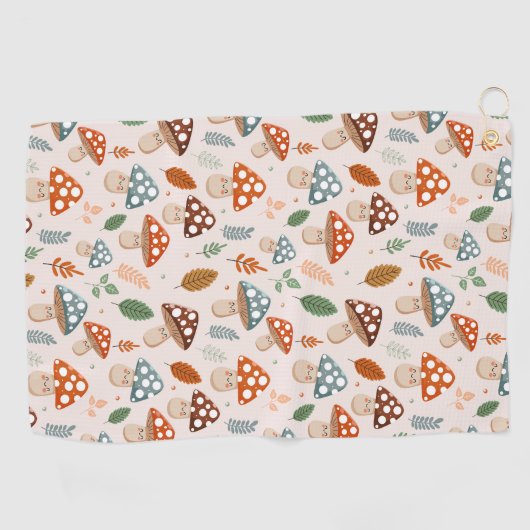 Serviette De Golf Champignons, Feuillage d'automne, Nature Patten (Horizontal)