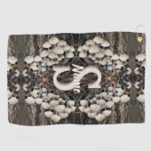 Serviette De Golf Champignons Sauvages avec Initiale de Nom en Monog (Horizontal)