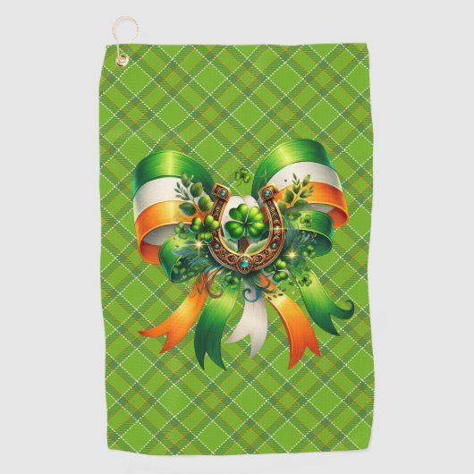 Serviette De Golf Chanceux Plaid Vert Irlandais (Devant)