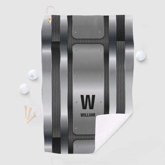 Serviette De Golf Changer initial, Ajouter (supprimer) Nom, Silver M (En situation)