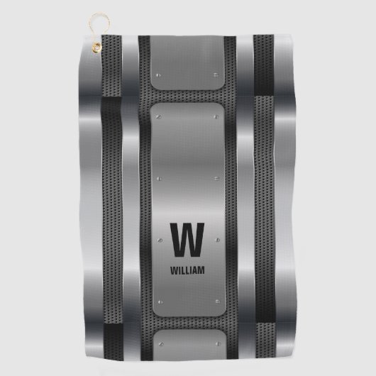 Serviette De Golf Changer initial, Ajouter (supprimer) Nom, Silver M (Devant)