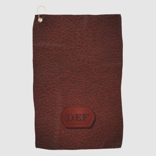 Serviette De Golf Changer Initial, Écouter En Cuir Badge Rouge foncé (Devant)