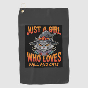 Serviette De Golf Chapeau de sorcière de fille chat d'Halloween Desi