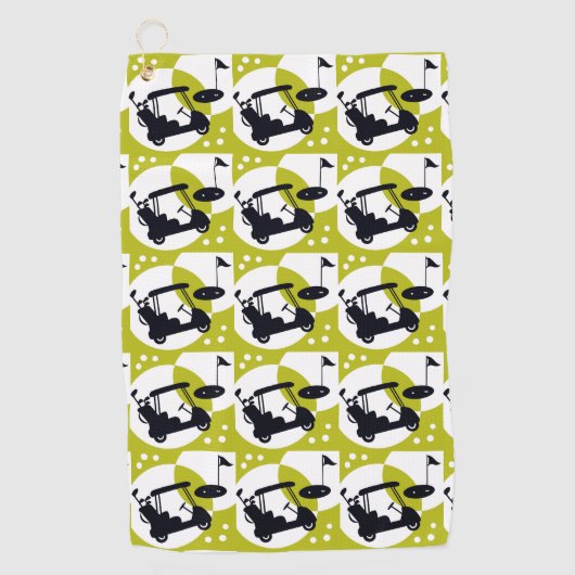 Serviette De Golf Chariot de golf, clubs et greens (Devant)