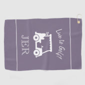 Serviette De Golf Chariot de Golf Live to Golf Monogrammé Chic Viole (Horizontal)