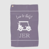 Serviette De Golf Chariot de Golf Live to Golf Monogrammé Chic Viole (Devant)