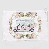 Serviette De Golf Chariot de Golf Rose Floral  (Horizontal)