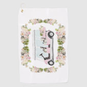 Serviette De Golf Chariot de Golf Rose Floral  (Devant)