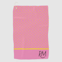 Charmant Rose Monogrammé avec Points Jaunes