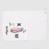 Serviette De Golf Charming Pink Golf Bag Personalized Monogrammed (Horizontal)
