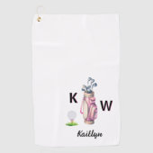 Serviette De Golf Charming Pink Golf Bag Personalized Monogrammed (Devant)