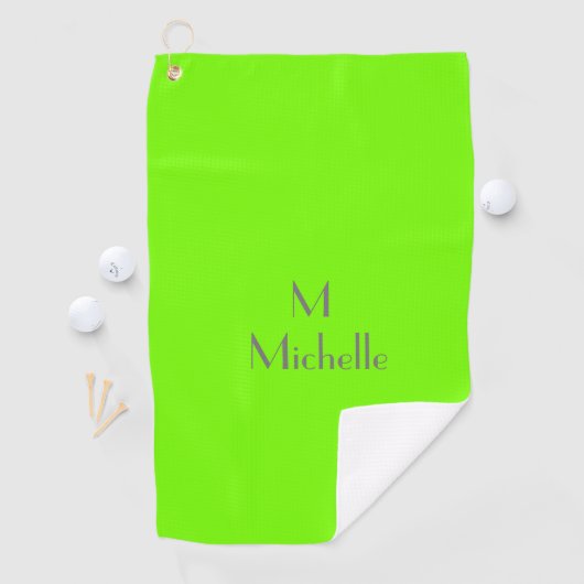 Serviette De Golf Chartreuse vert - ajouter monogramme et nom servie (En situation)