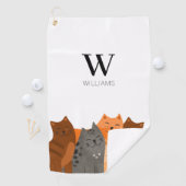 Serviette De Golf Chat à monogramme (En situation)
