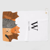 Serviette De Golf Chat à monogramme (Horizontal)