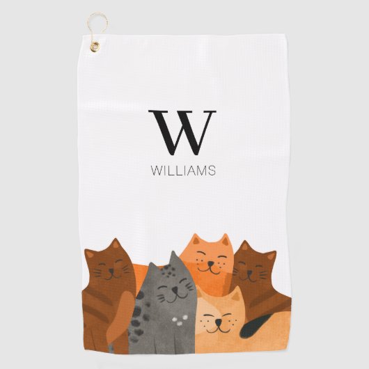 Serviette De Golf Chat à monogramme (Devant)