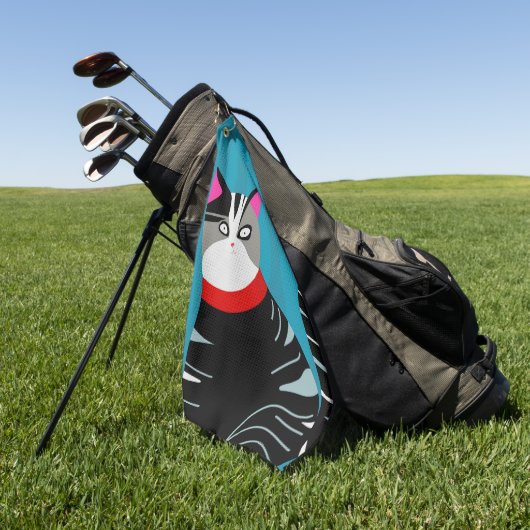 Serviette De Golf Chat Abstrait (Vert)