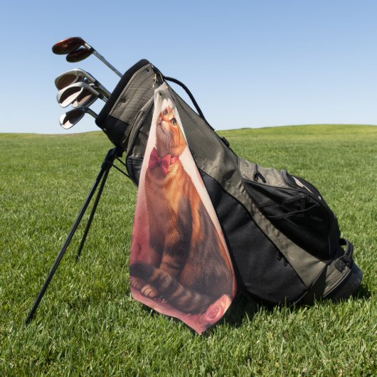 Serviette De Golf Chat abyssin avec des roses - Saint-Valentin (Vert)